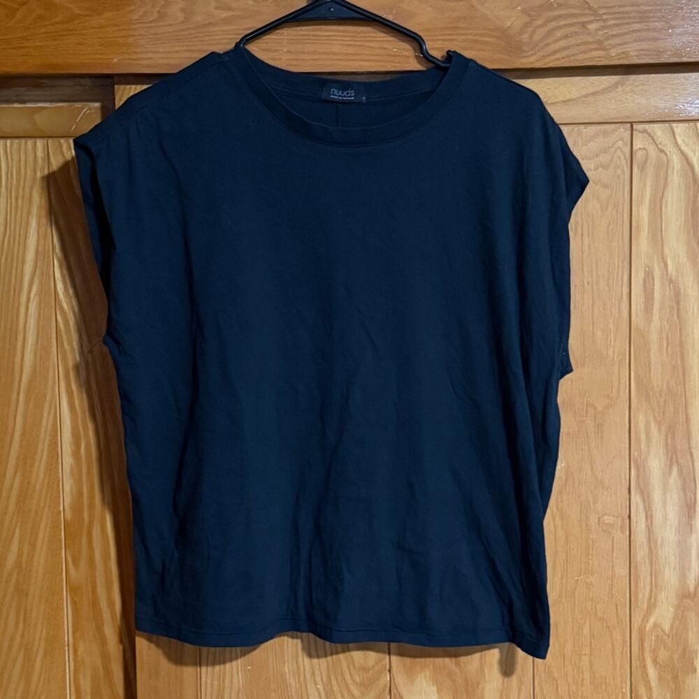 nuuds Women's Soft Cotton Muscle Tee in Black, Size Small